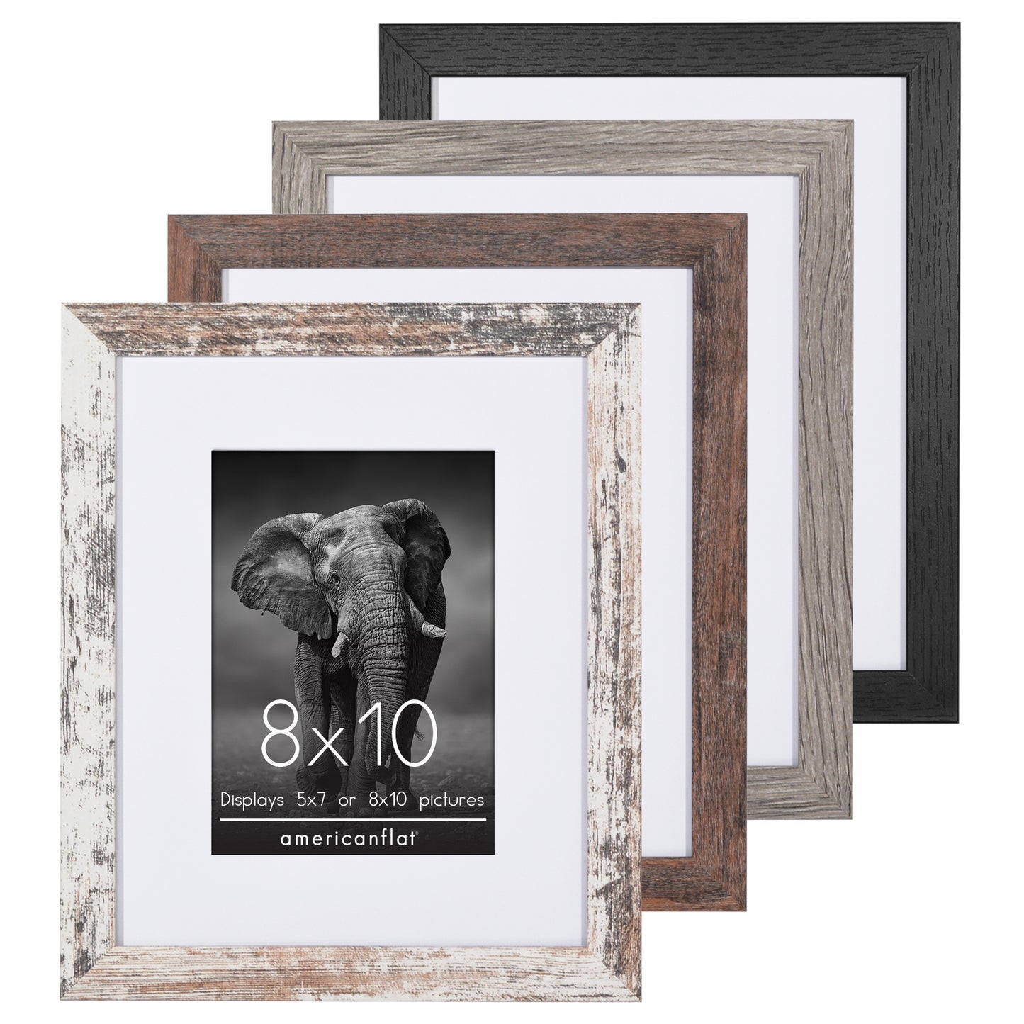 Picture Frame 4 Pack | With Mat | Farmhouse Wall Decor | Protective Glass