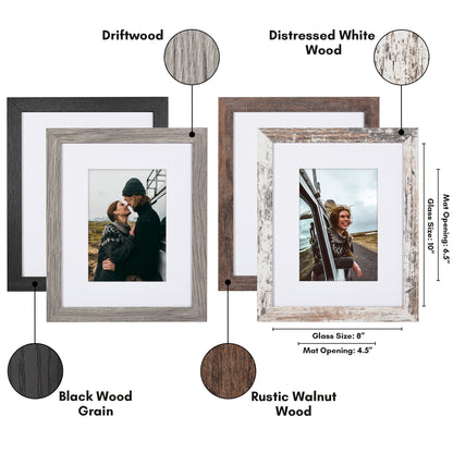 Picture Frame 4 Pack | With Mat | Farmhouse Wall Decor | Protective Glass