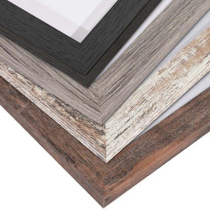 Picture Frame 4 Pack | With Mat | Farmhouse Wall Decor | Protective Glass