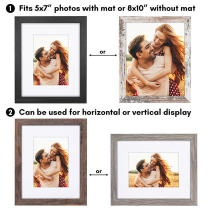Picture Frame 4 Pack | With Mat | Farmhouse Wall Decor | Protective Glass