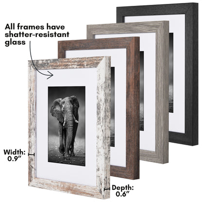 Picture Frame 4 Pack | With Mat | Farmhouse Wall Decor | Protective Glass
