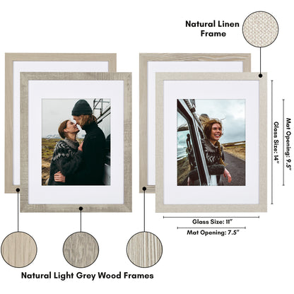 Picture Frame 4 Pack | With Mat | Farmhouse Wall Decor | Protective Glass