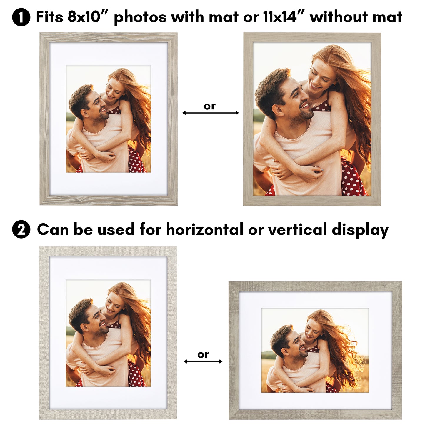 Picture Frame 4 Pack | With Mat | Farmhouse Wall Decor | Protective Glass