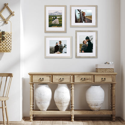 Picture Frame 4 Pack | With Mat | Farmhouse Wall Decor | Protective Glass
