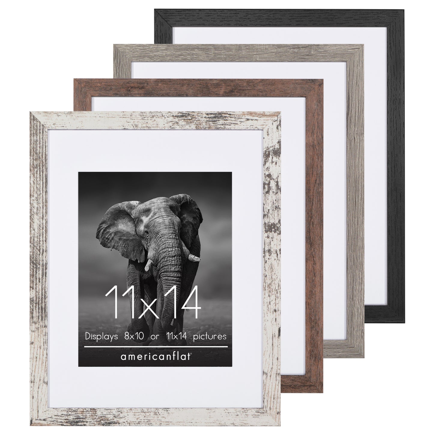 Picture Frame 4 Pack | With Mat | Farmhouse Wall Decor | Protective Glass