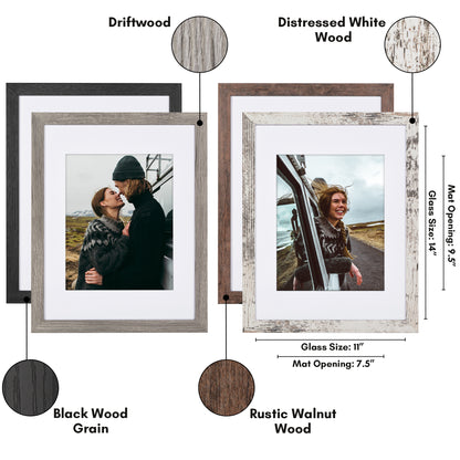 Picture Frame 4 Pack | With Mat | Farmhouse Wall Decor | Protective Glass