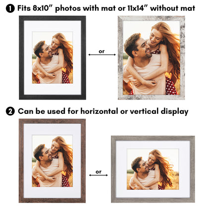 Picture Frame 4 Pack | With Mat | Farmhouse Wall Decor | Protective Glass