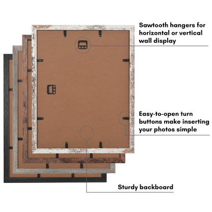 Picture Frame 4 Pack | With Mat | Farmhouse Wall Decor | Protective Glass