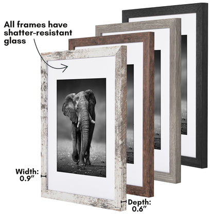Picture Frame 4 Pack | With Mat | Farmhouse Wall Decor | Protective Glass