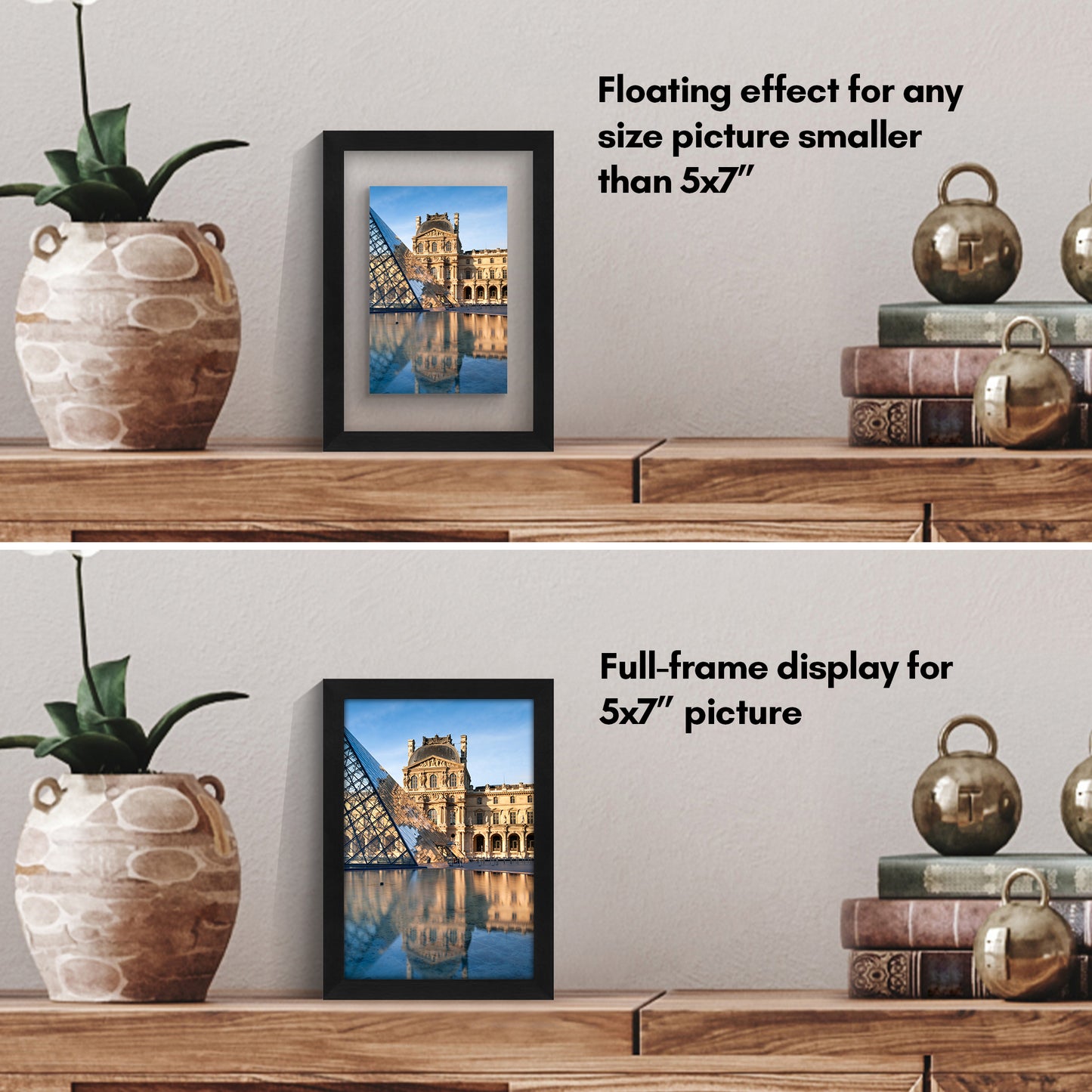 Floating Picture Frame | Two-Sided Glass Display | For Photos and Pressed Flowers