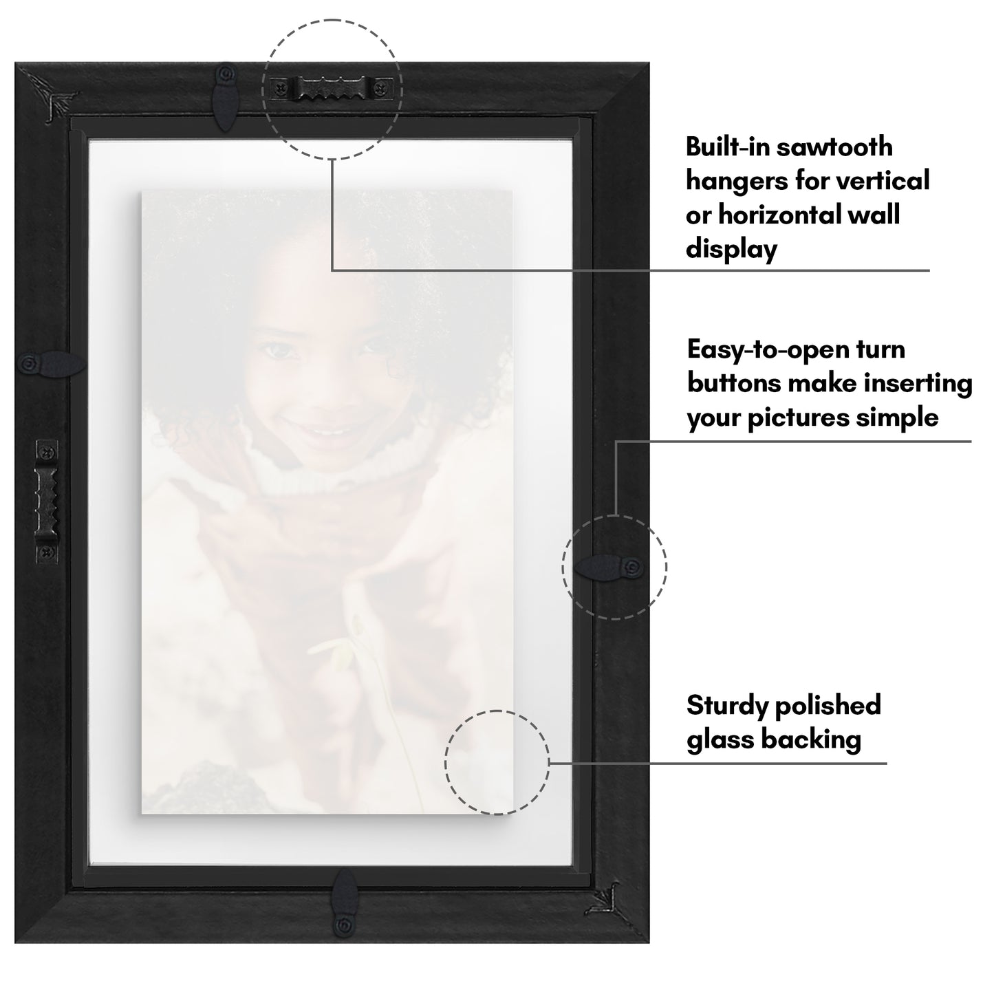 Floating Picture Frame | Two-Sided Glass Display | For Photos and Pressed Flowers