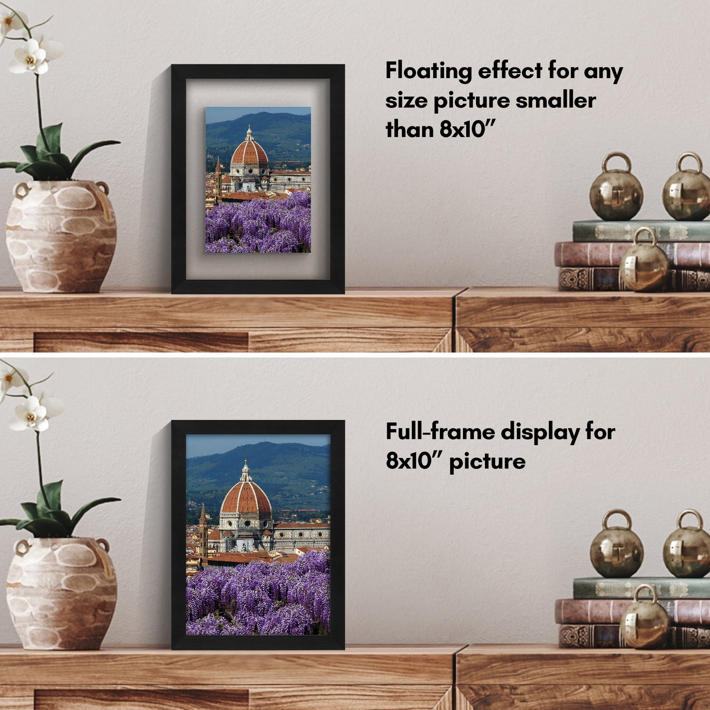 Floating Picture Frame | Two-Sided Glass Display | For Photos and Pressed Flowers