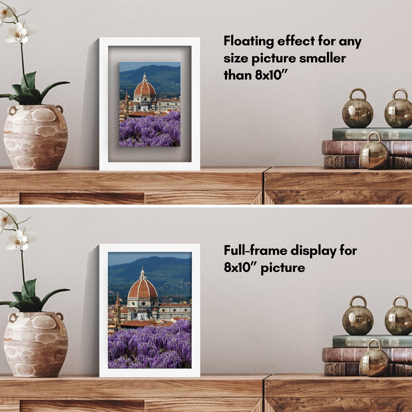 Floating Picture Frame | Two-Sided Glass Display | For Photos and Pressed Flowers