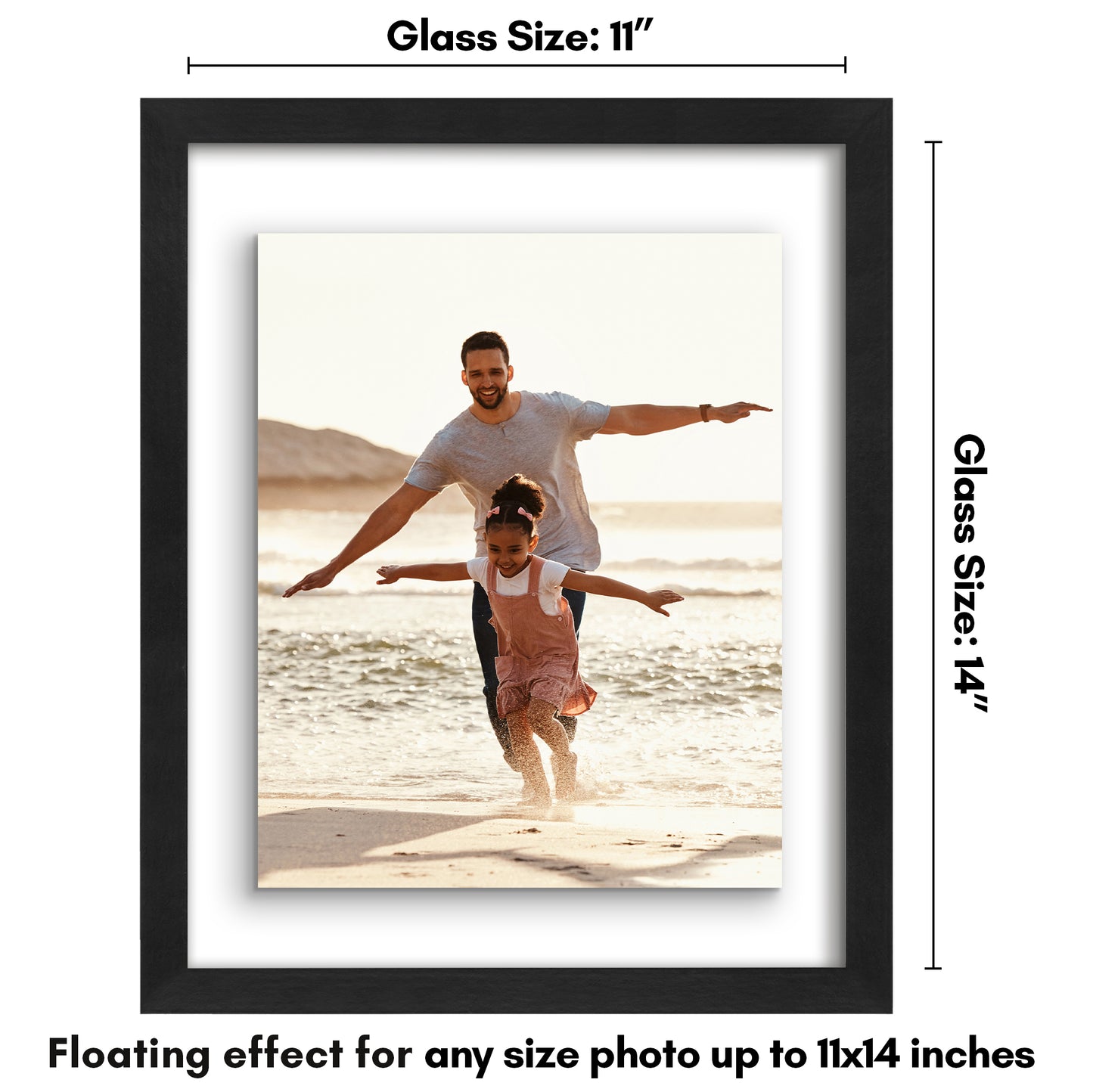 Floating Picture Frame | Two-Sided Glass Display | For Photos and Pressed Flowers
