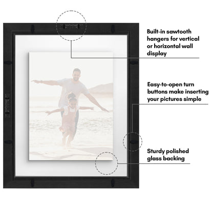 Floating Picture Frame | Two-Sided Glass Display | For Photos and Pressed Flowers