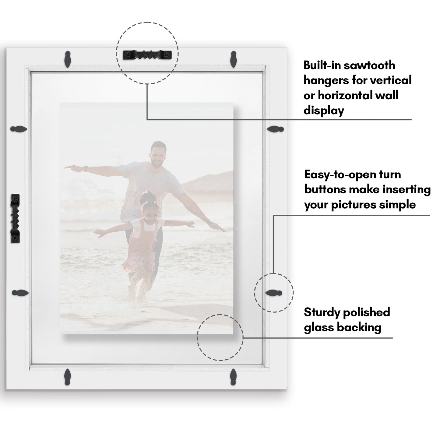 Floating Picture Frame | Two-Sided Glass Display | For Photos and Pressed Flowers