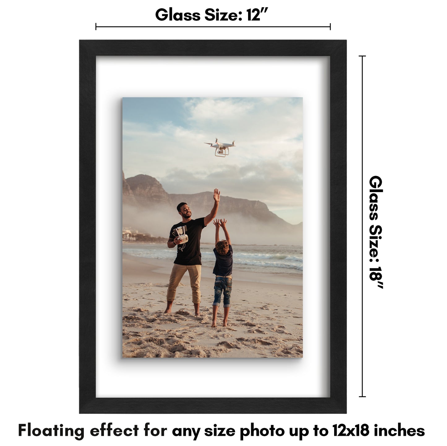 Floating Picture Frame | Two-Sided Glass Display | For Photos and Pressed Flowers