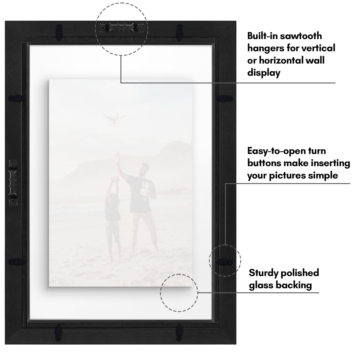 Floating Picture Frame | Two-Sided Glass Display | For Photos and Pressed Flowers