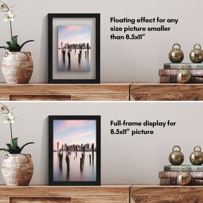Floating Picture Frame | Two-Sided Glass Display | For Photos and Pressed Flowers