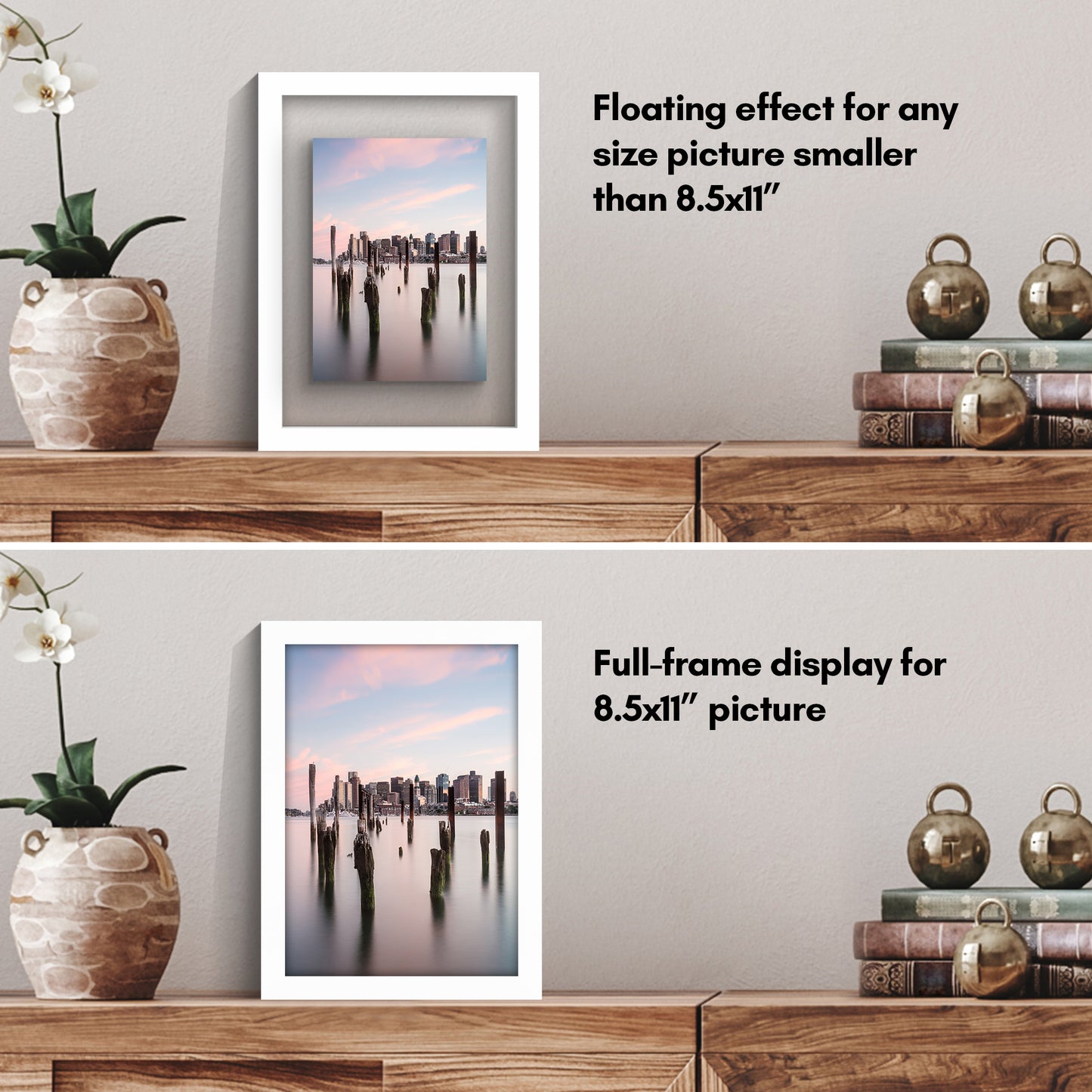 Floating Picture Frame | Two-Sided Glass Display | For Photos and Pressed Flowers