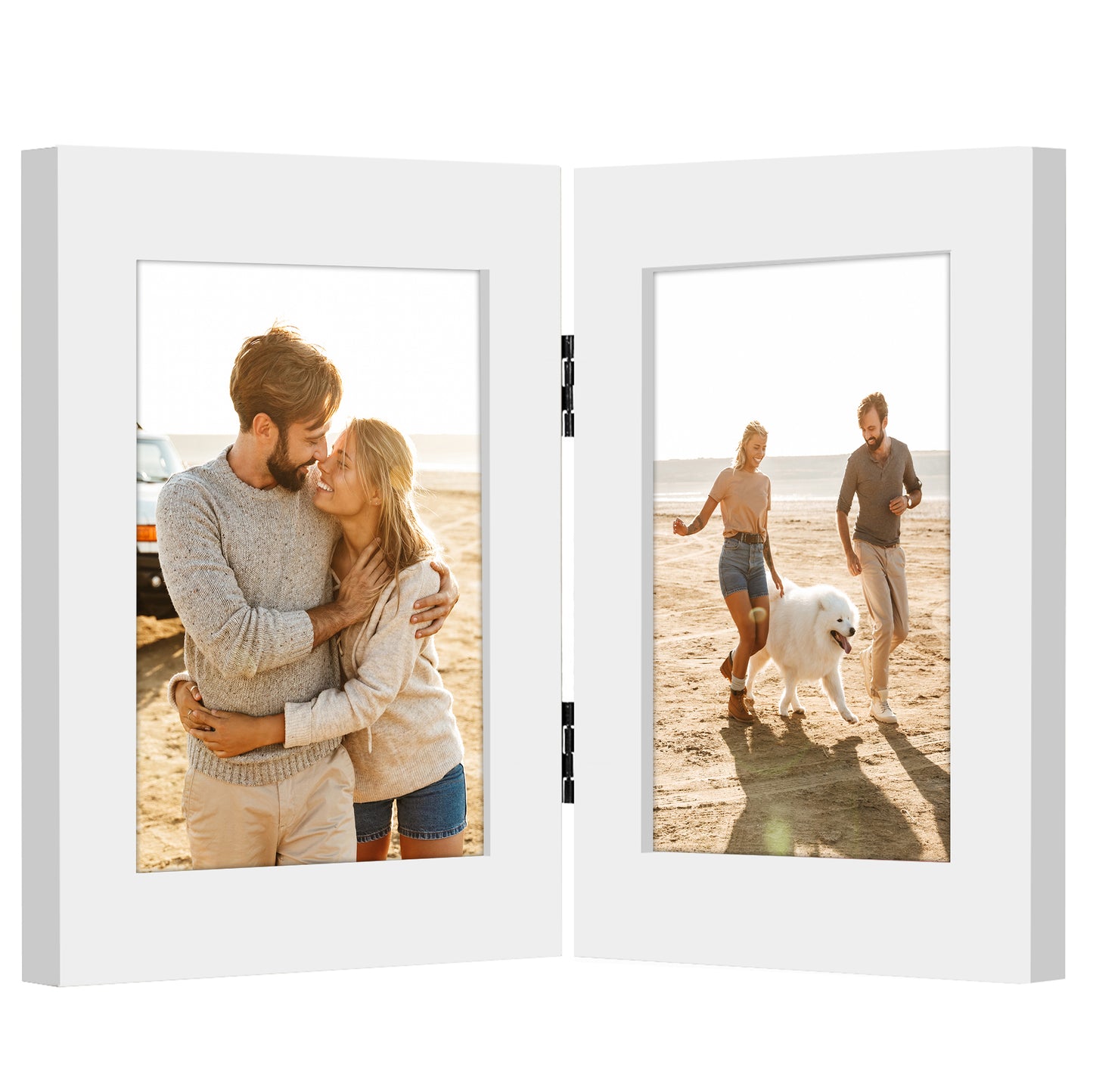 Hinged Picture Frame | Double Photo Display | Tabletop Standing | Glass Front