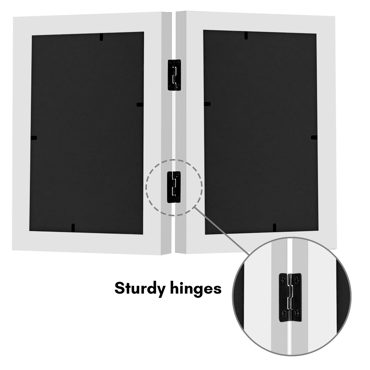 Hinged Picture Frame | Double Photo Display | Tabletop Standing | Glass Front