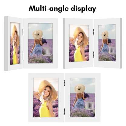 Hinged Picture Frame | Double Photo Display | Tabletop Standing | Glass Front