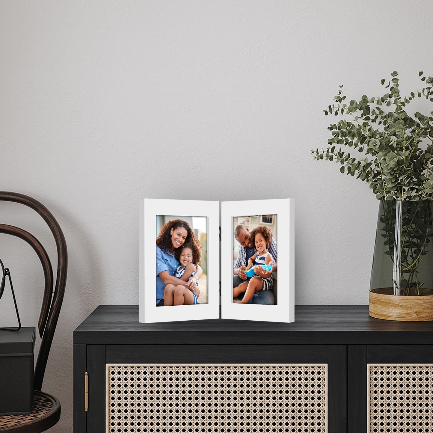 Hinged Picture Frame | Double Photo Display | Tabletop Standing | Glass Front