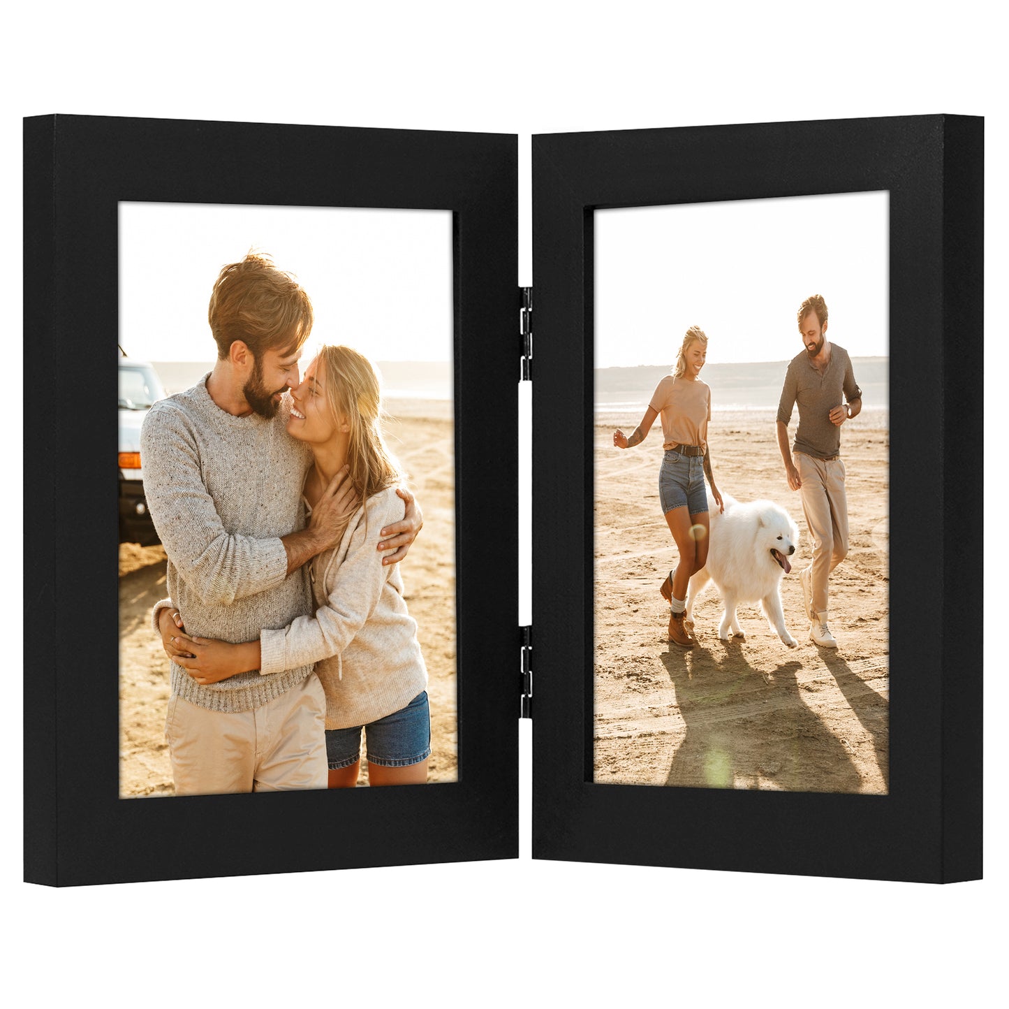 Hinged Picture Frame | Double Photo Display | Tabletop Standing | Glass Front
