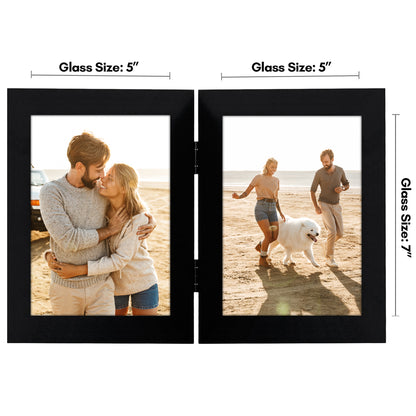 Hinged Picture Frame | Double Photo Display | Tabletop Standing | Glass Front