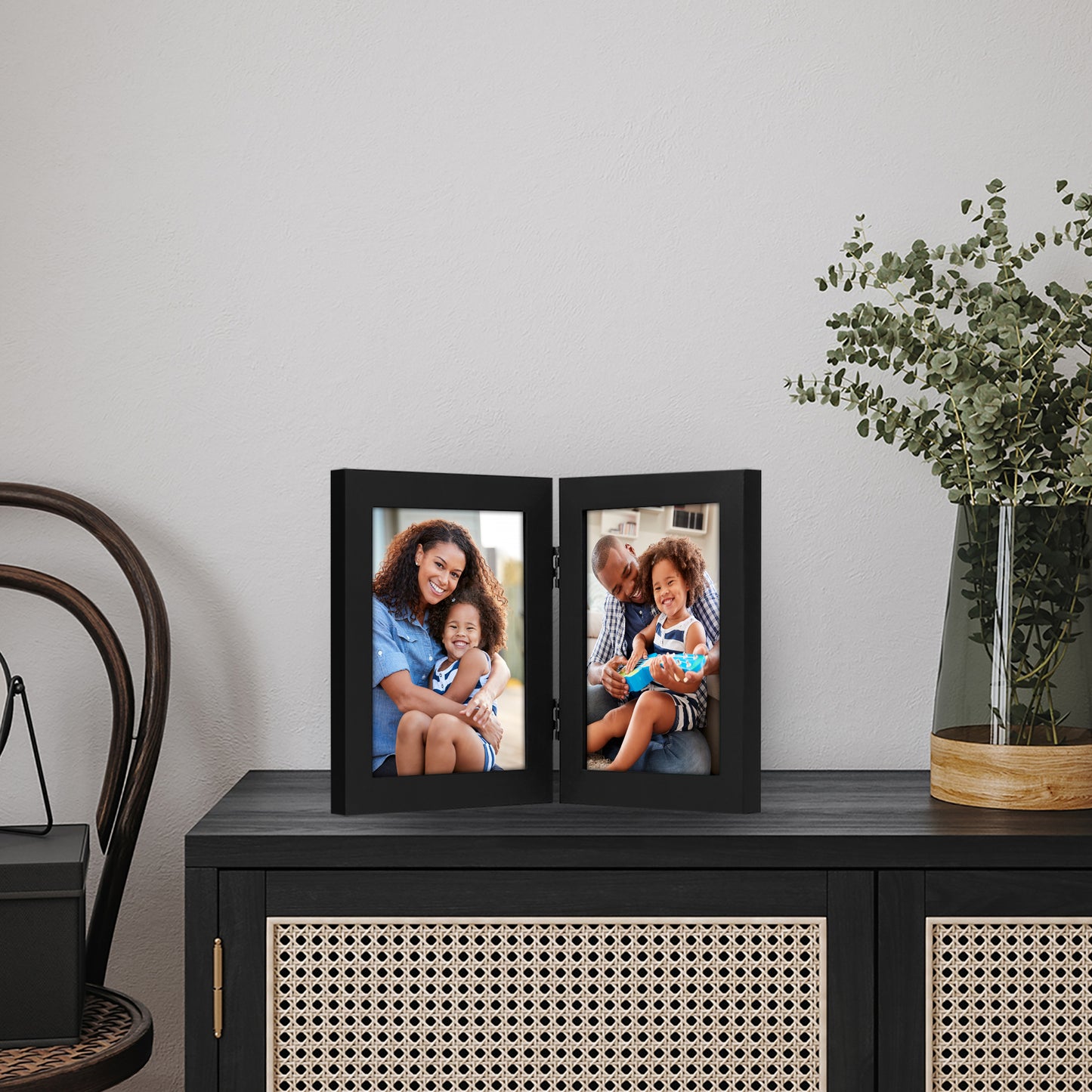 Hinged Picture Frame | Double Photo Display | Tabletop Standing | Glass Front