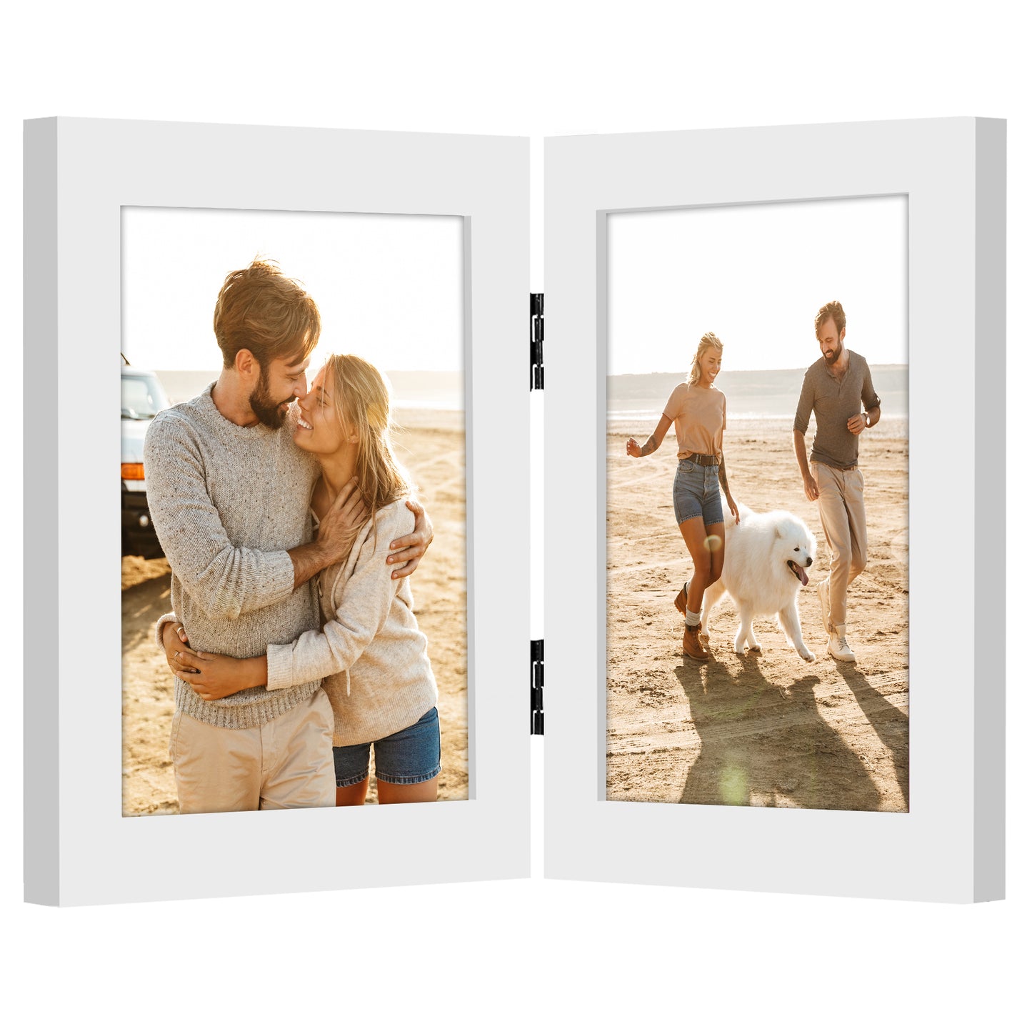 Hinged Picture Frame | Double Photo Display | Tabletop Standing | Glass Front