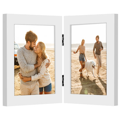 Hinged Picture Frame | Double Photo Display | Tabletop Standing | Glass Front