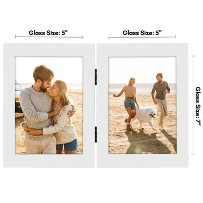 Hinged Picture Frame | Double Photo Display | Tabletop Standing | Glass Front