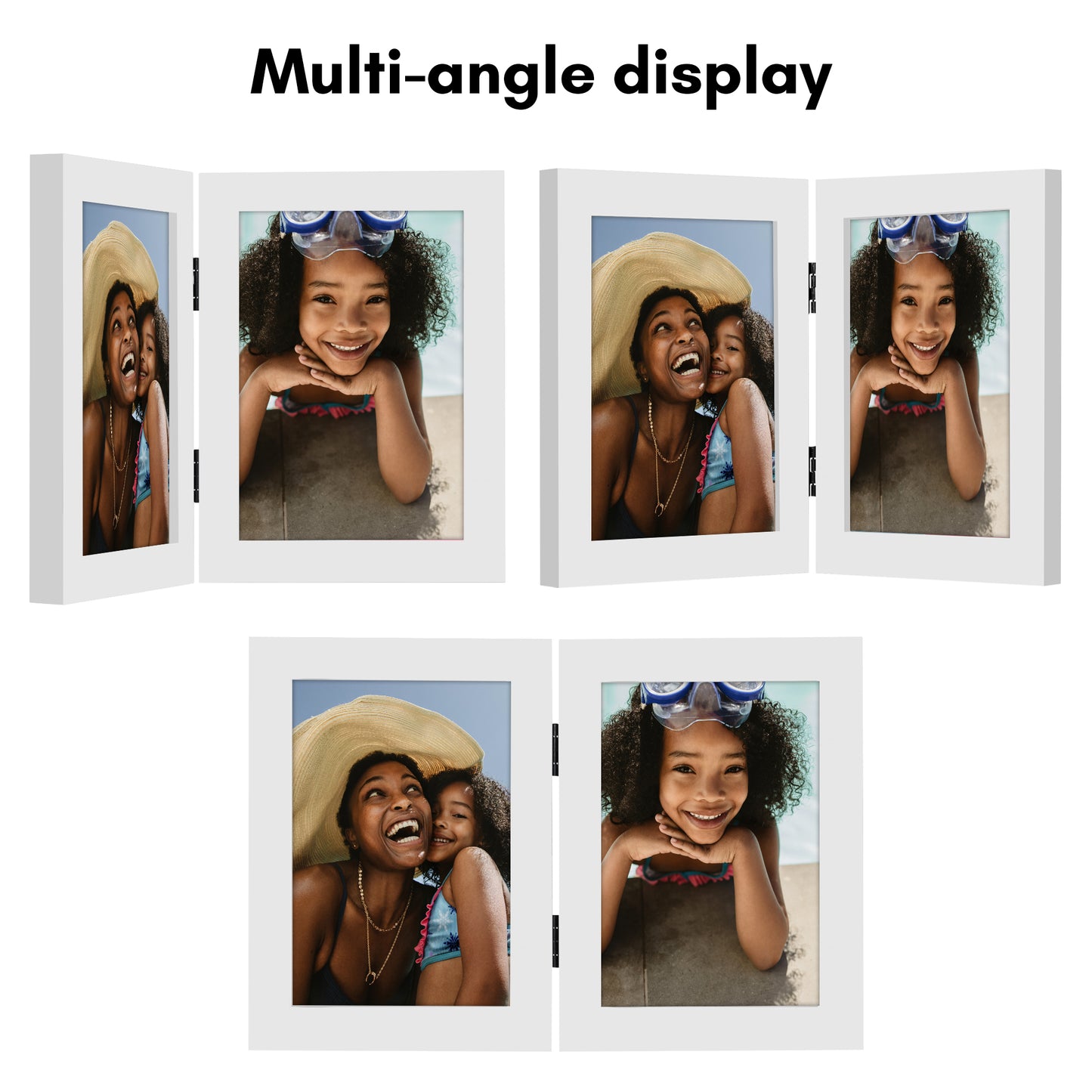 Hinged Picture Frame | Double Photo Display | Tabletop Standing | Glass Front