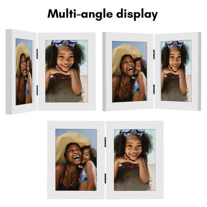Hinged Picture Frame | Double Photo Display | Tabletop Standing | Glass Front