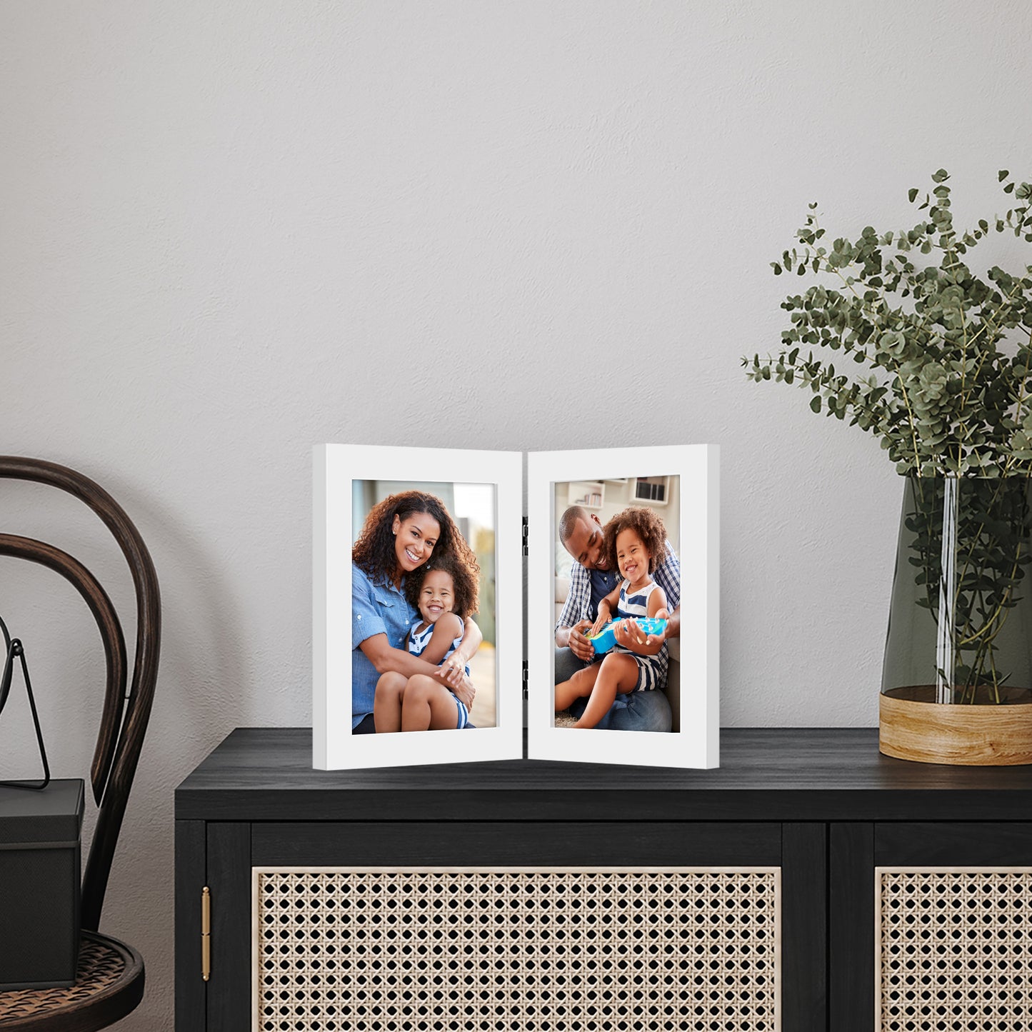 Hinged Picture Frame | Double Photo Display | Tabletop Standing | Glass Front