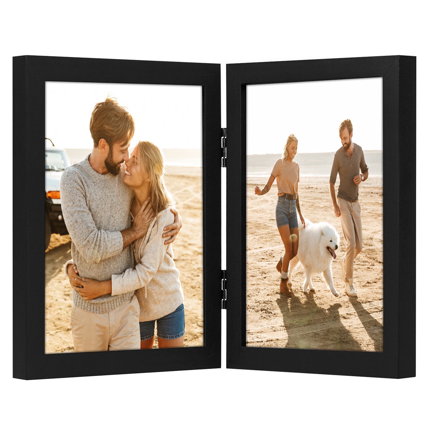 Hinged Picture Frame | Double Photo Display | Tabletop Standing | Glass Front