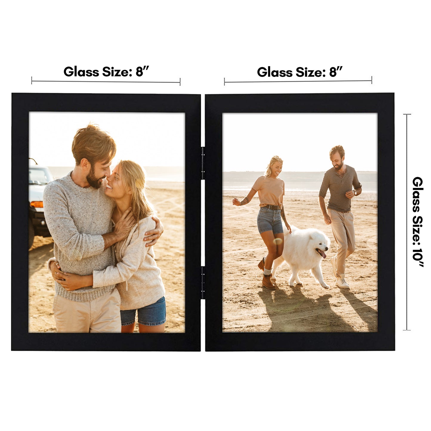 Hinged Picture Frame | Double Photo Display | Tabletop Standing | Glass Front