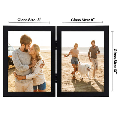 Hinged Picture Frame | Double Photo Display | Tabletop Standing | Glass Front