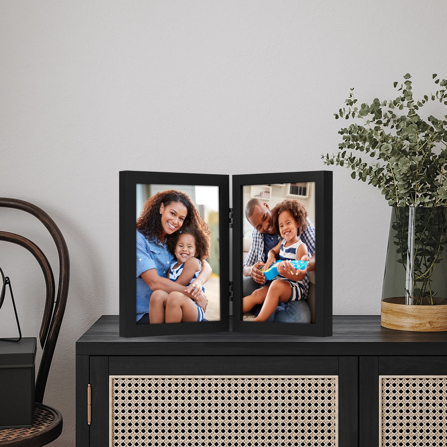 Hinged Picture Frame | Double Photo Display | Tabletop Standing | Glass Front