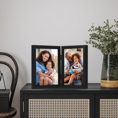 Hinged Picture Frame | Double Photo Display | Tabletop Standing | Glass Front