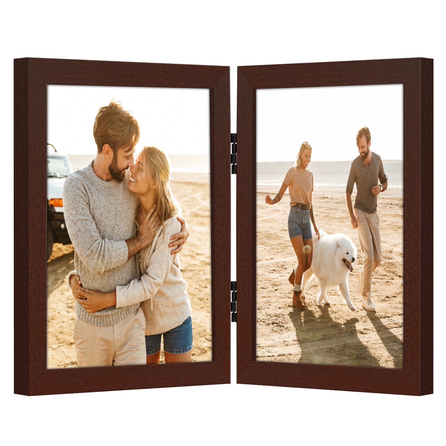 Hinged Picture Frame | Double Photo Display | Tabletop Standing | Glass Front