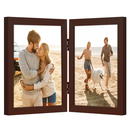 Hinged Picture Frame | Double Photo Display | Tabletop Standing | Glass Front