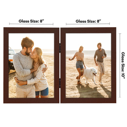 Hinged Picture Frame | Double Photo Display | Tabletop Standing | Glass Front