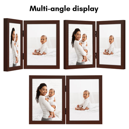 Hinged Picture Frame | Double Photo Display | Tabletop Standing | Glass Front