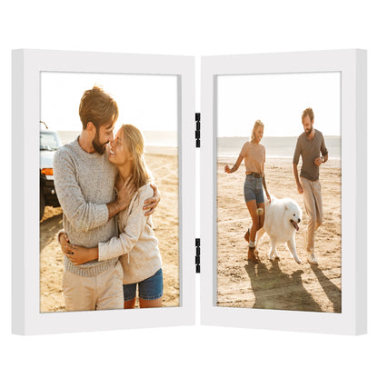 Hinged Picture Frame | Double Photo Display | Tabletop Standing | Glass Front