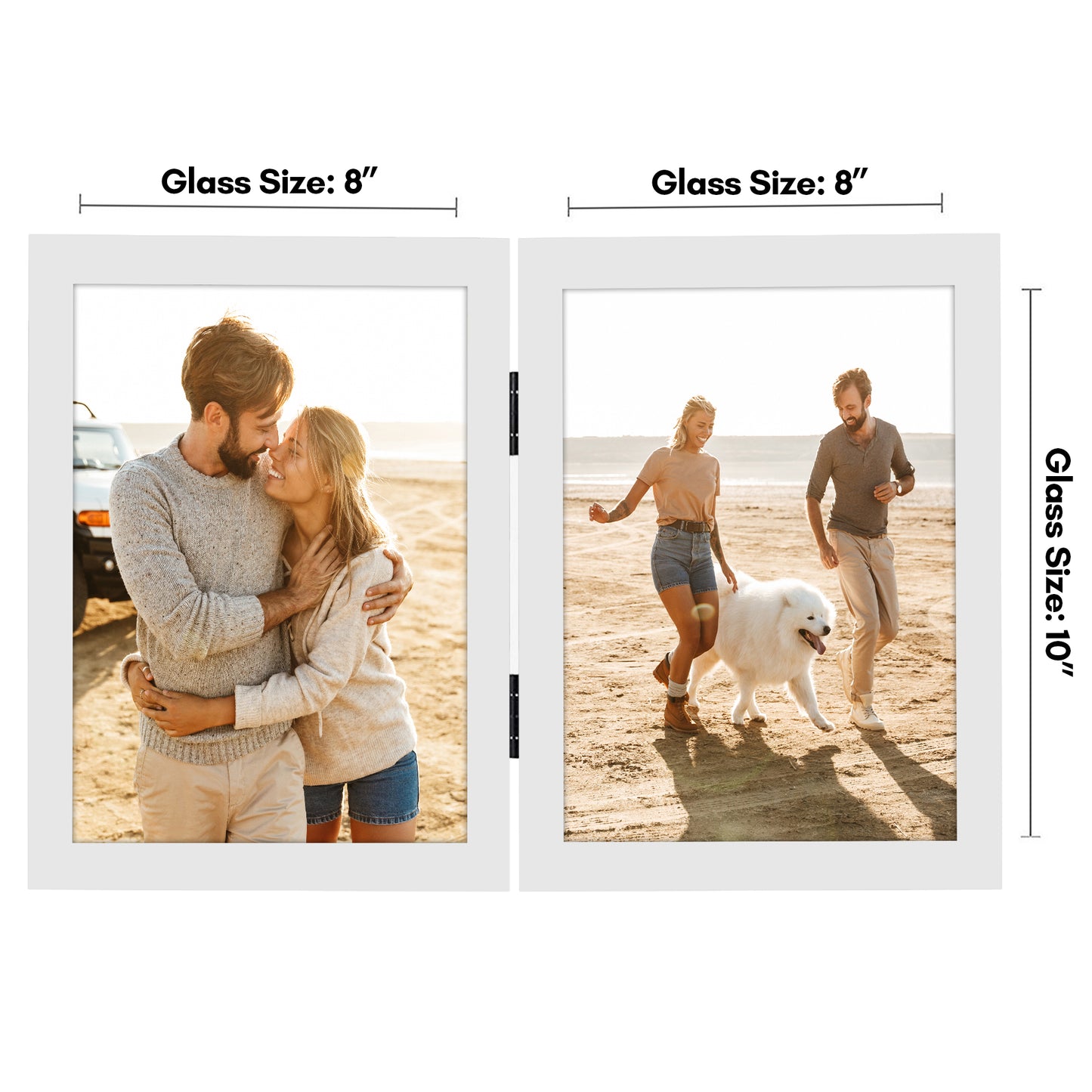 Hinged Picture Frame | Double Photo Display | Tabletop Standing | Glass Front