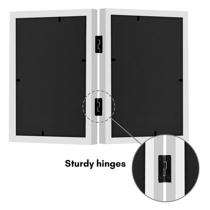 Hinged Picture Frame | Double Photo Display | Tabletop Standing | Glass Front