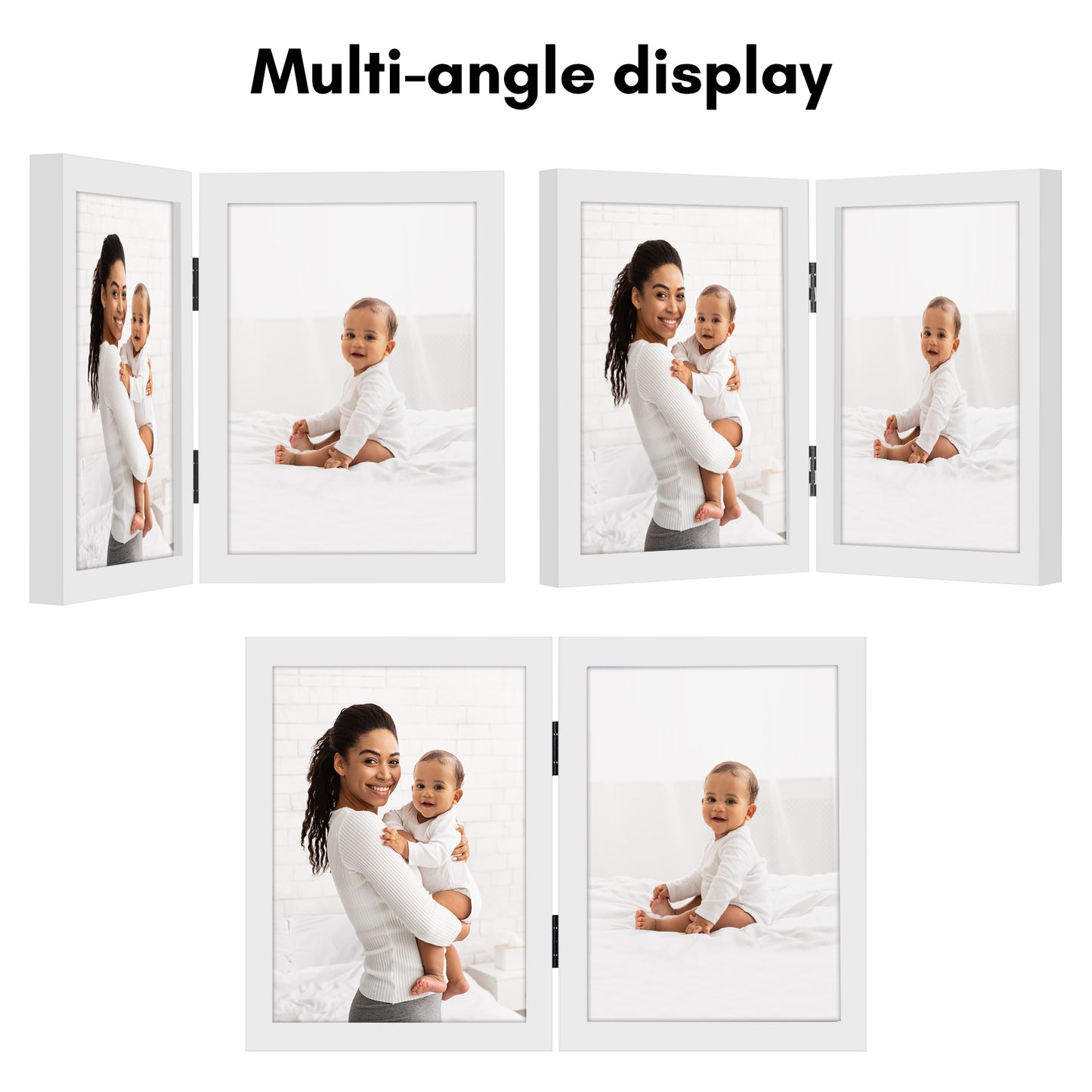 Hinged Picture Frame | Double Photo Display | Tabletop Standing | Glass Front